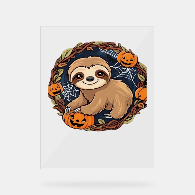 Halloween, Sloth, 31. Oktober, Erntedank Class Acrylschild (Vorderseite)