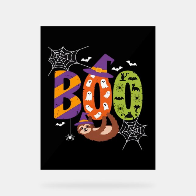 Halloween Sloth Boo Lazy Essential T - Shirt Acrylschild (Vorderseite)