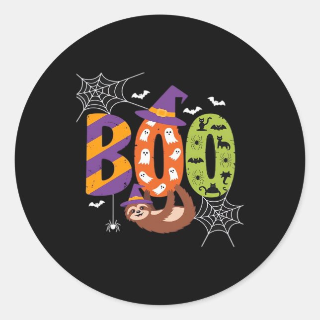 Halloween Sloth Boo Lazy Essential T - Shirt Runder Aufkleber (Vorderseite)