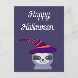 Halloween Sloth in Hexenhut Postkarte