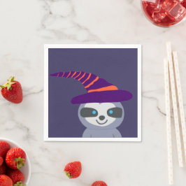 Halloween Sloth in Hexenhut Serviette