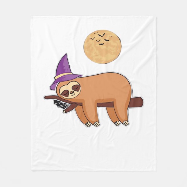 Halloween Sloth Premium T - Shirt Fleecedecke (Vorderseite)