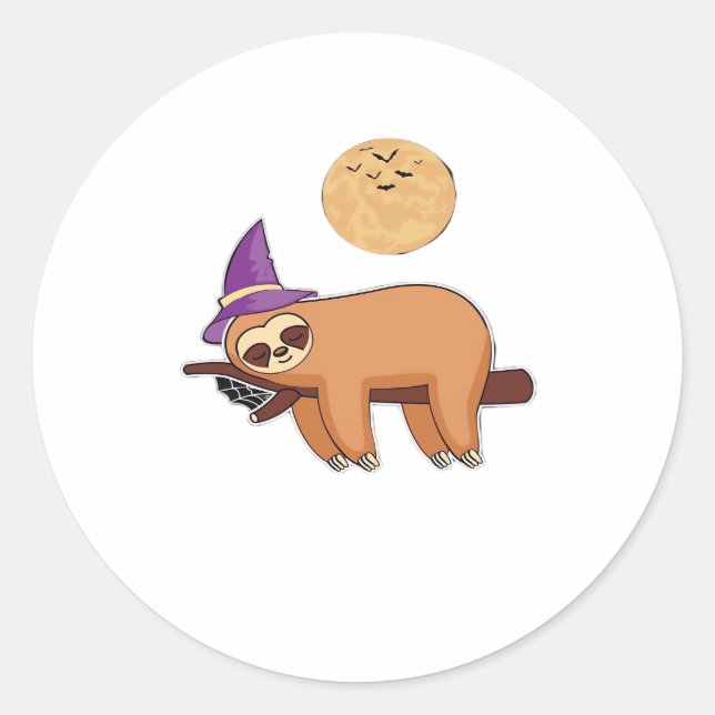 Halloween Sloth Premium T - Shirt Runder Aufkleber (Vorderseite)