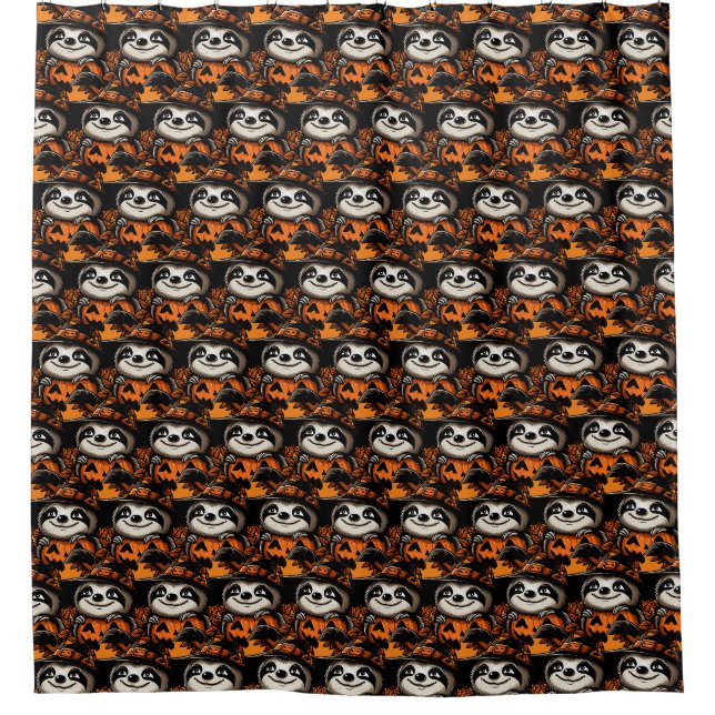 Halloween Sloth Pumpkin Festivity Duschvorhang (Vorderseite)