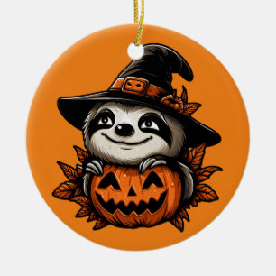 Halloween Sloth Pumpkin Festivity Keramik Ornament