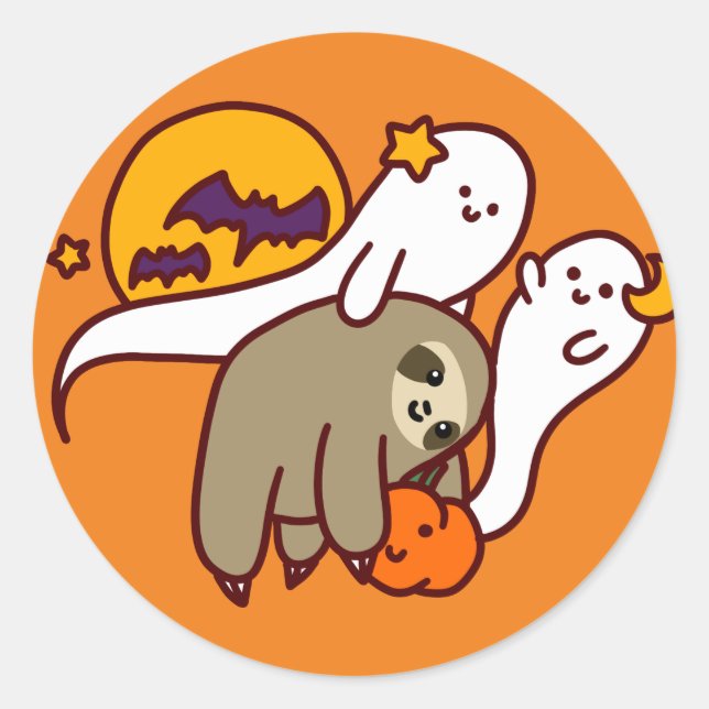 Halloween Sloth Runder Aufkleber (Vorderseite)