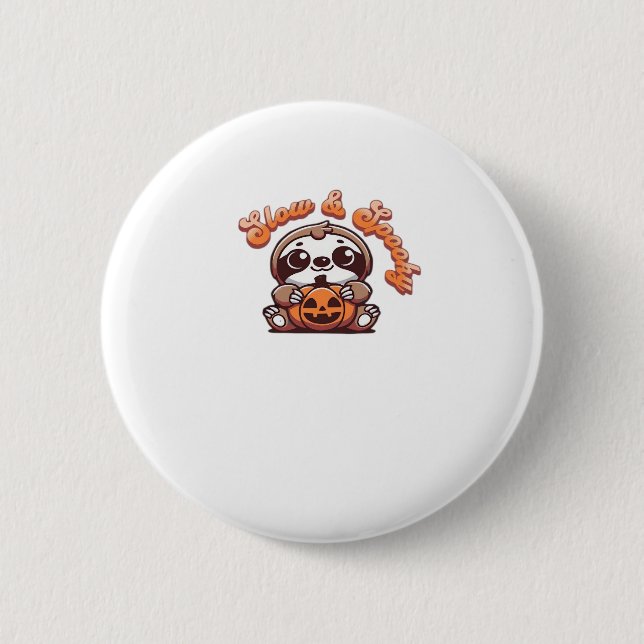Halloween Sloth Slow und Spooky Niedlichen Sloth P Button (Vorderseite)