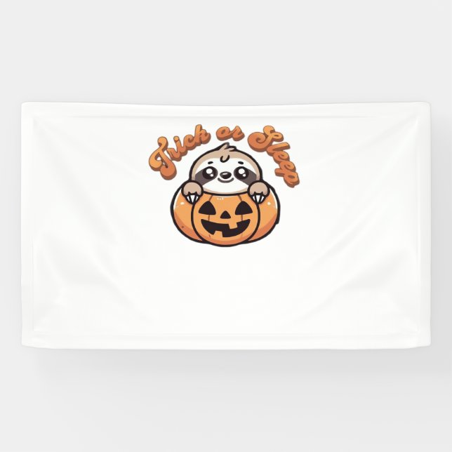Halloween Sloth Trick oder Sleep Niedlich Sloth Pu Banner (Horizontal)