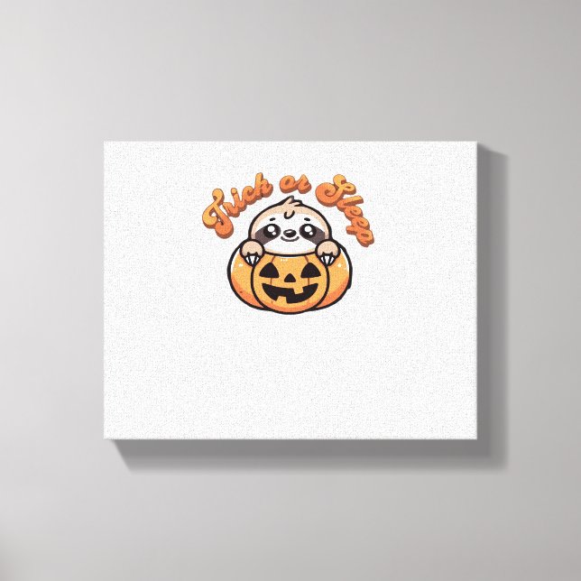 Halloween Sloth Trick oder Sleep Niedlich Sloth Pu Leinwanddruck (Vorderseite)