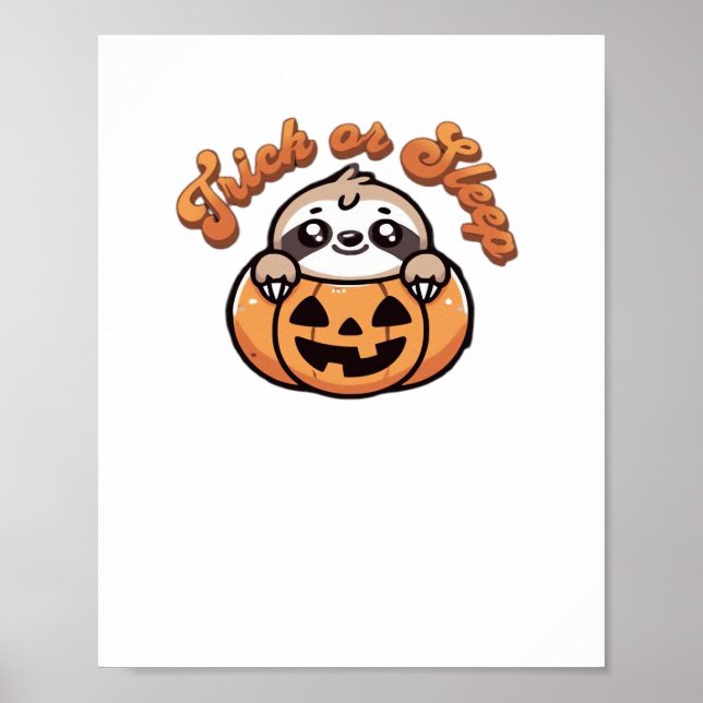 Halloween Sloth Trick oder Sleep Niedlich Sloth Pu Poster (Vorne)