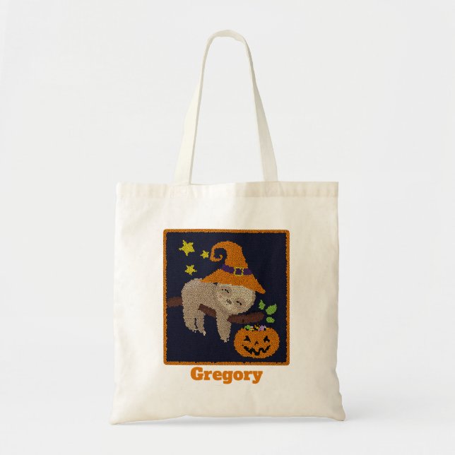 Halloween Sloth Trick oder Treat Pumpkin Pail Tragetasche (Vorne)