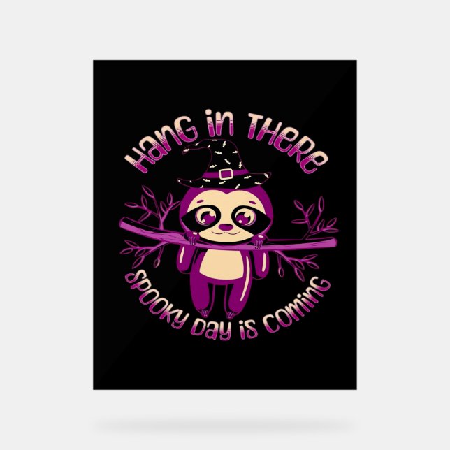 Halloween Sloth (ver.1) Klassischer T - Shirt Acrylschild (Vorderseite)