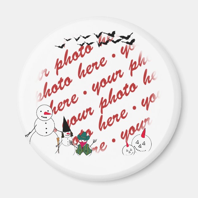 Halloween Snowmen Foto Magnet (Vorne)