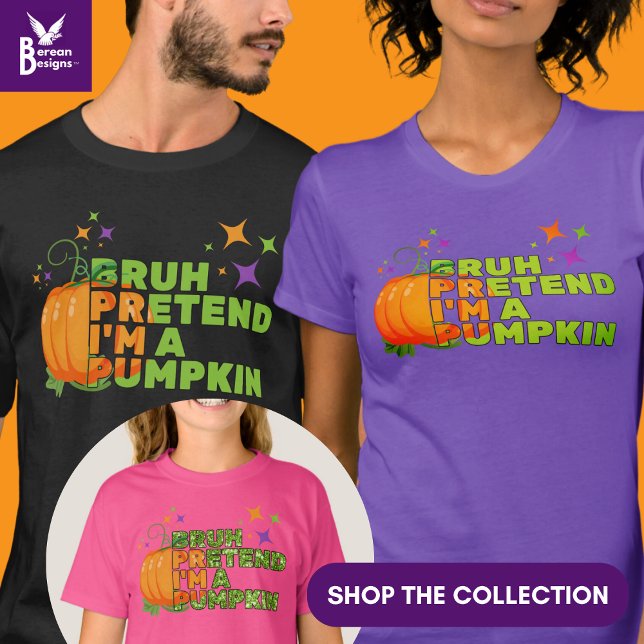 Halloween, so als wäre ich ein PUMPKIN-Fall T-Shirt (Fun BRUH PRETEND I'M A PUMPKIN T-shirt for lazy easy Halloween and Thanksgiving costumes)