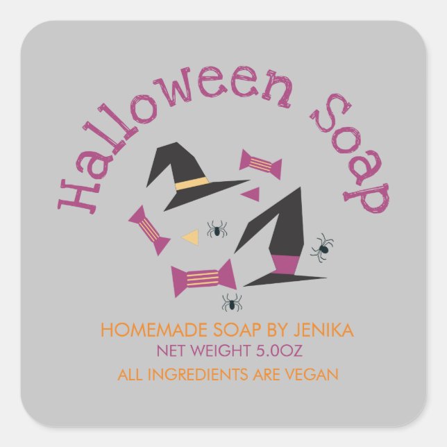 Halloween Soap Homemade Quadratischer Aufkleber (Vorderseite)