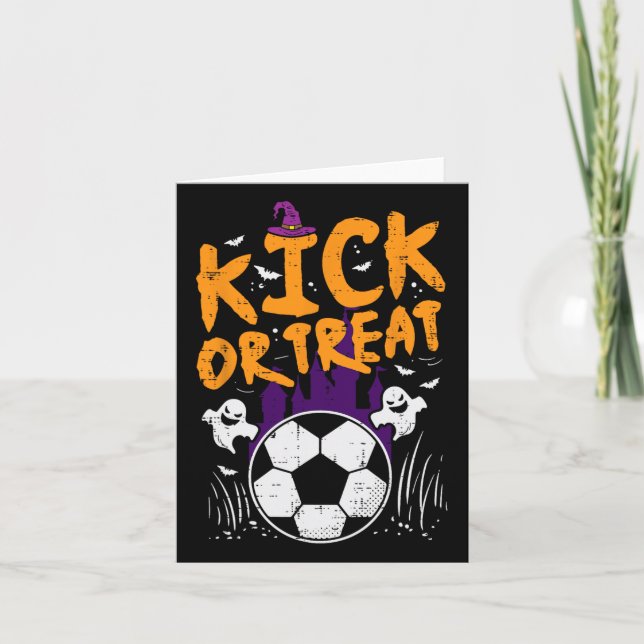 Halloween Soccer oder Leckerei Fußball Kostüm Bo Karte (Vorderseite)