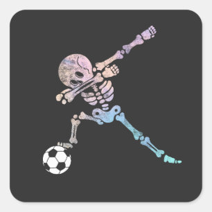 Halloween Soccer Skeleton Dab Pose Quadratischer Aufkleber
