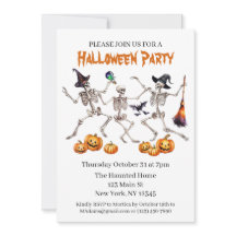 Halloween Soirée dansante Skeletons Invitation