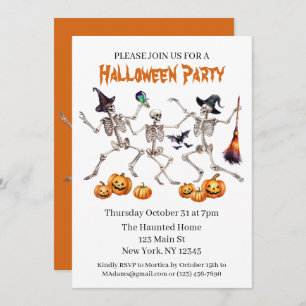 Halloween Soirée dansante Skeletons Invitation