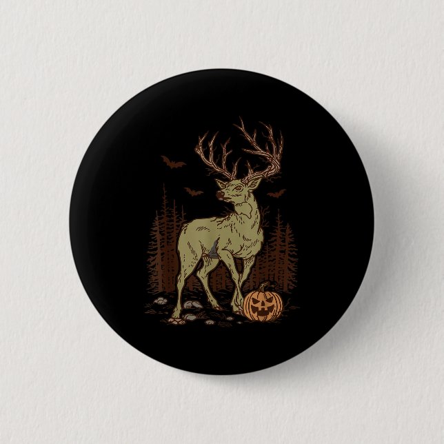 Halloween Soky Hirschgeweih Zombie Rustikaler Bock Button (Vorderseite)