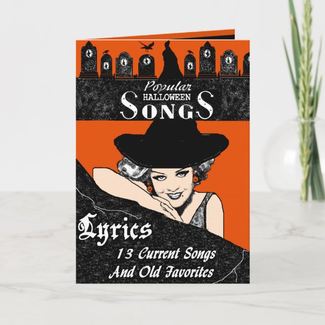 Halloween Song book Grußkarte Karte (Vorderseite)