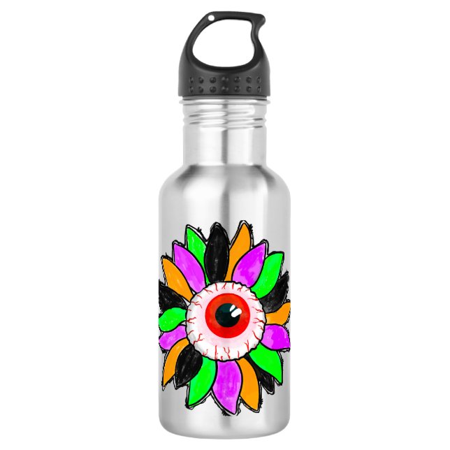 Halloween Sonnenblume Edelstahlflasche (Vorderseite)