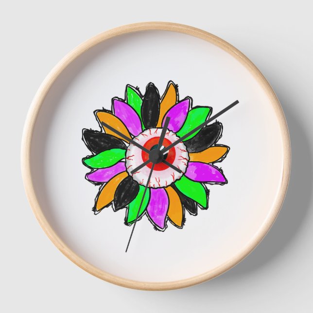 Halloween Sonnenblume Uhr (Vorderseite)