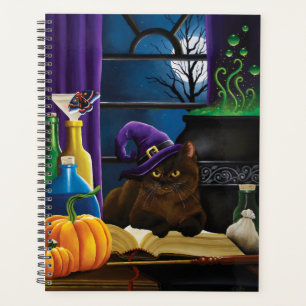 Halloween sorcière chat violet magie