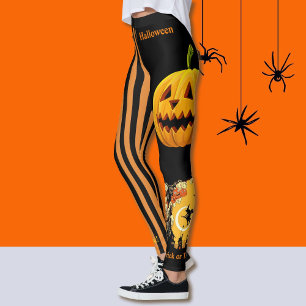 Halloween Sorcière Citrouille Leggings Black Pant