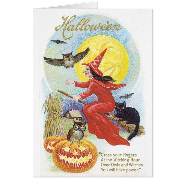 Halloween, sorcière et hibou (Devant)
