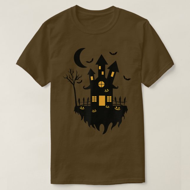 Halloween sorcière maison à la nuit T-Shirt (Design devant)