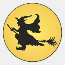 Halloween sorcière sur sticker balai