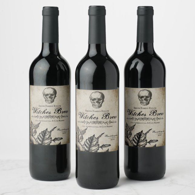 Halloween - sorcières brasser le vin Étiquette (Bouteilles)