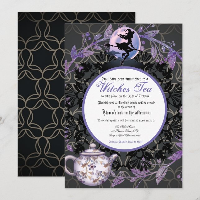 Halloween sorcières Tea Party Invitation (Devant / Derrière)