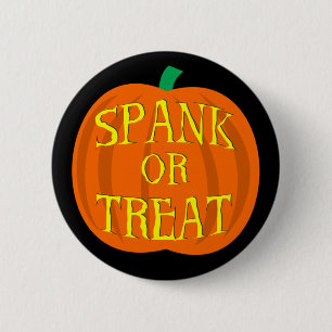Halloween Spank oder Leckerei Pumpkin Button