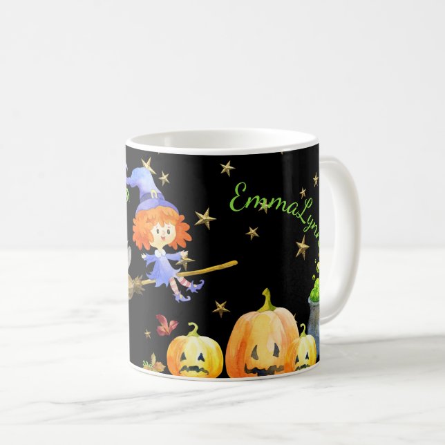 Halloween Spaß Lila Rotzunge Grün Kaffeetasse (VorderseiteRechts)