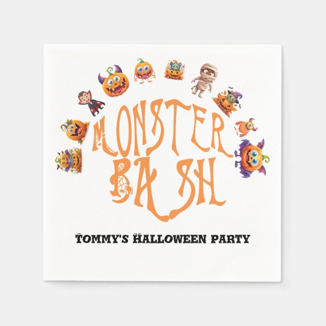 Halloween-Spaß Monster Bash Serviette (Vorderseite)