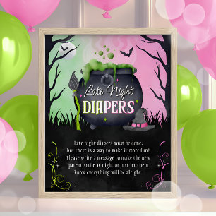 Halloween "Spate Night Diapers" Baby Showspiel Poster