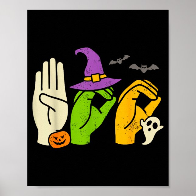 Halloween Sped Teacher Boo In Asl Boo Hands Sign L Poster (Vorne)