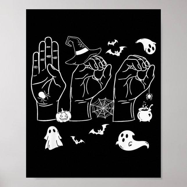 Halloween Sped Teacher Boo In Asl Boo Hands Sign L Poster (Vorne)