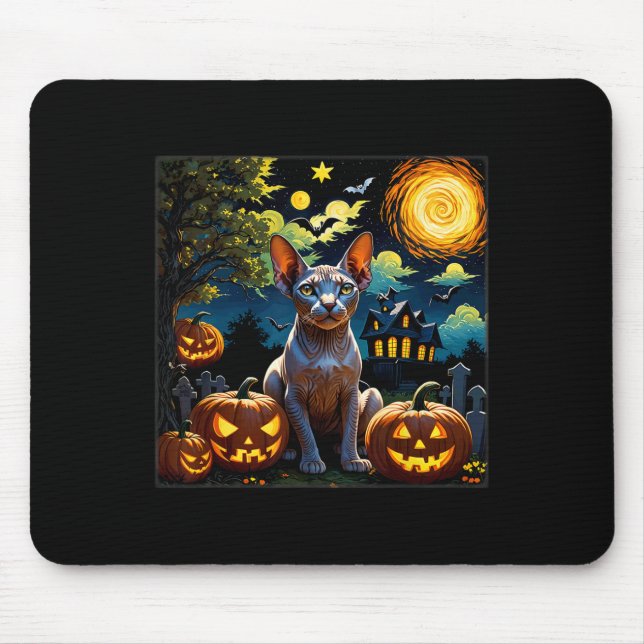 Halloween Sphynx Starry Night Mousepad (Vorne)