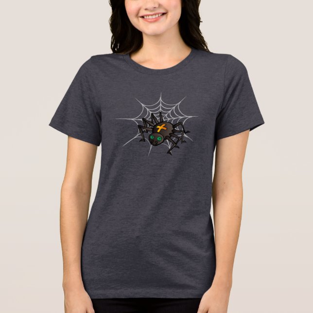 Halloween Spider Black Orange Tri-Blend Shirt (Vorderseite)
