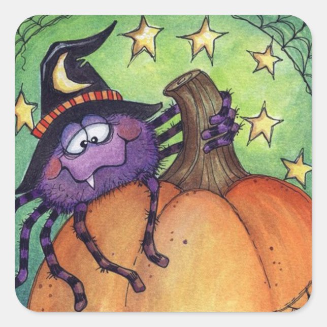 Halloween Spider Quadratischer Aufkleber (Vorderseite)