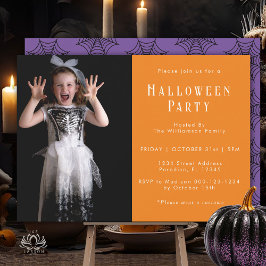 Halloween Spider Web Modern Simple Party Foto Einladung