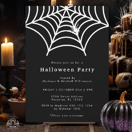 Halloween Spider Web Modernes Schwarz-weißes Party Einladung
