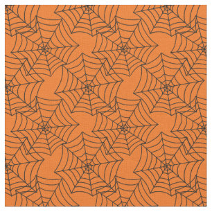 Halloween Spider Web Orange Stoff