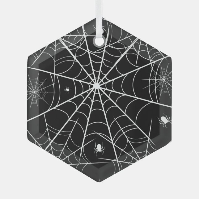 Halloween Spider Web Ornament Aus Glas (Vorderseite)