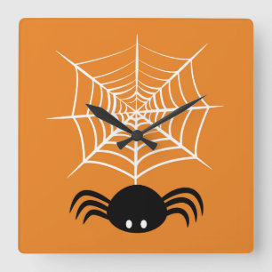 Halloween Spider Web Quadratische Wanduhr