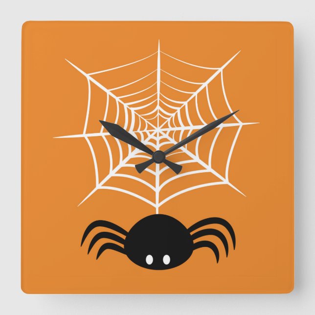 Halloween Spider Web Quadratische Wanduhr (Vorderseite)