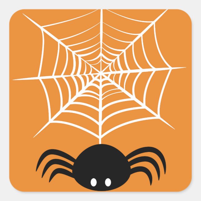 Halloween Spider Web Quadratischer Aufkleber (Vorderseite)